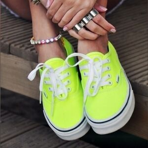 Neon Green Vans Authentic Sneakers Unisex Highlighter Low Top Men 5.5 Women 7